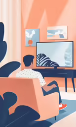 a person is sitting in a chair in front of the tv