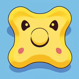 a cartoonized yellow smiley face with eyes