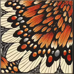 an orange, black and white butterfly with orange petals