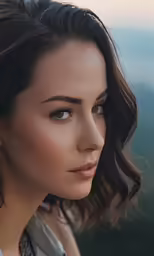 a woman with wavy hair looking away while posing