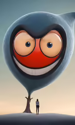 there is a very large balloon with a smiling face
