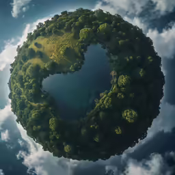 an aerial view of a small, circular shaped island
