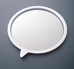 a circular white plate with an oval mirror on the top