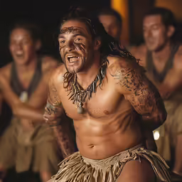 a group of tribal men with a large belly ring