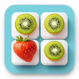 four slices of kiwi are served with a strawberry
