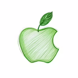 the apple logo made from a green pencil drawing