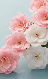 an arrangement of artificial flower heads are seen
