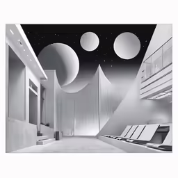 an abstract image of some architecture that looks like the moon
