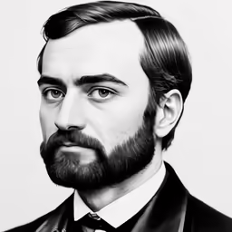 a man wearing a suit and tie with a mustache
