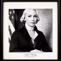 a framed photograph of a woman posing for a photo
