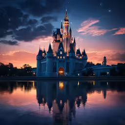 there is a beautiful castle with lots of towers