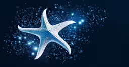 a white starfish swimming in the night sky