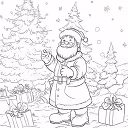 a christmas santa clause with presents on the ground