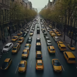 a bunch of traffic going through some very busy streets