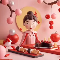 a table topped with lots of cakes and decorations