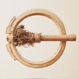 the bottom view of an odd looking sculpture