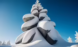 a very tall rock tower covered in snow