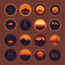 a set of ten badges and labels that look like logos,the logos for the mountains and lakess