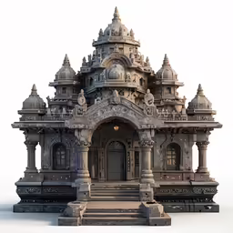 a computer - generated model of a building made of stone