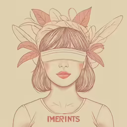 the illustration of a girl wearing feathers