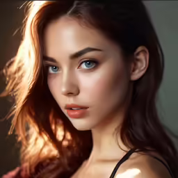 the woman is posing in front of the camera