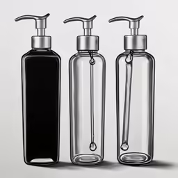 three clear glass items sitting side by side