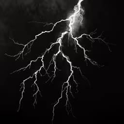 a lightning bolt strikes through the air with long exposure