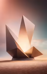 a white piece of art sitting on the ground