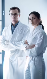 two white doctors are posing in their lab coats