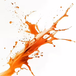 the orange liquid is swirling and falling
