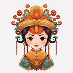 a chinese girl with orange accessories on her head