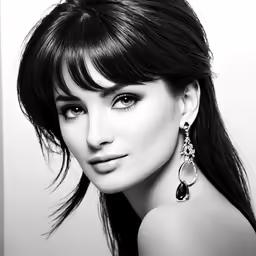 a woman is posing in black and white for a fashion photo