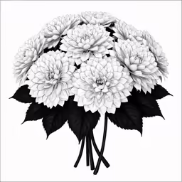 the white flowers are arranged in black and white