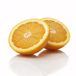 two halves of an orange and a whole one