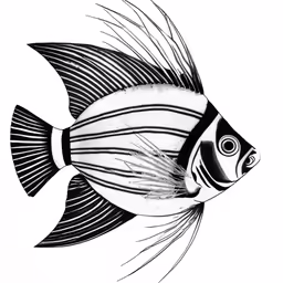 the illustration of a fish with stripes on it