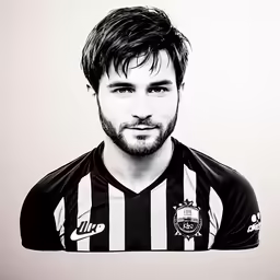 an artistic portrait of a man in a black and white uniform