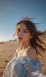 a beautiful young woman in an off the shoulder dress