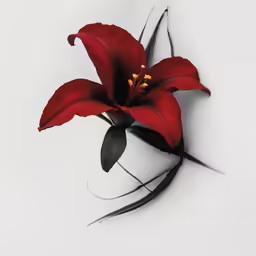 a red flower is on the wall