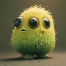 a green toy with some large round eyes
