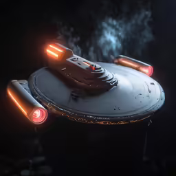 an image of a spaceship in the dark