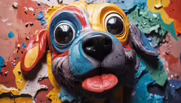 the colorful dog is very brightly colored