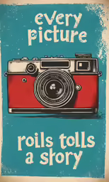 a sign that says every picture rolls tells a story