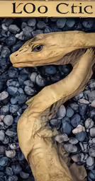 a book cover with an image of a snake lying on rocks