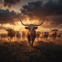 a herd of cattle that are walking in the grass