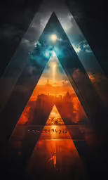 a triangle that looks like it is in the air