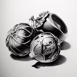 three balls of different sizes sitting on the ground