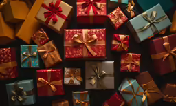 a variety of presents set out to look like people