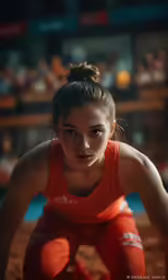 a woman with her face close to the camera