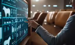 person using interactive chart board at the airport