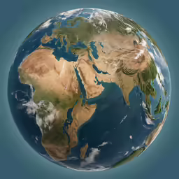 an image of a very large globe with an entire world in view